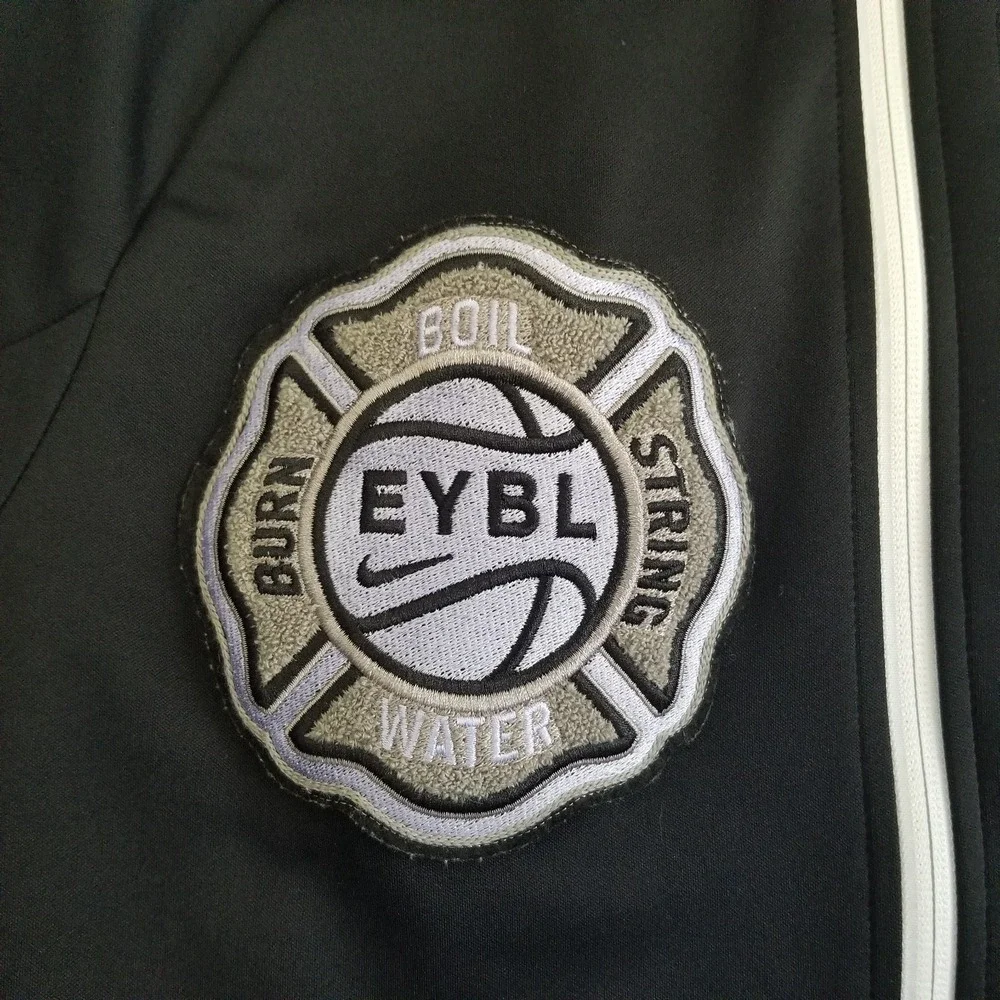 Nike Track Jacket Mens Medium Black EYBL Basketball 2021 Burn String Water Boil